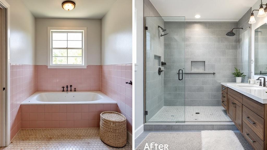 Avant-après rénovation salle de bain à Angers par Harmonie Rénovation